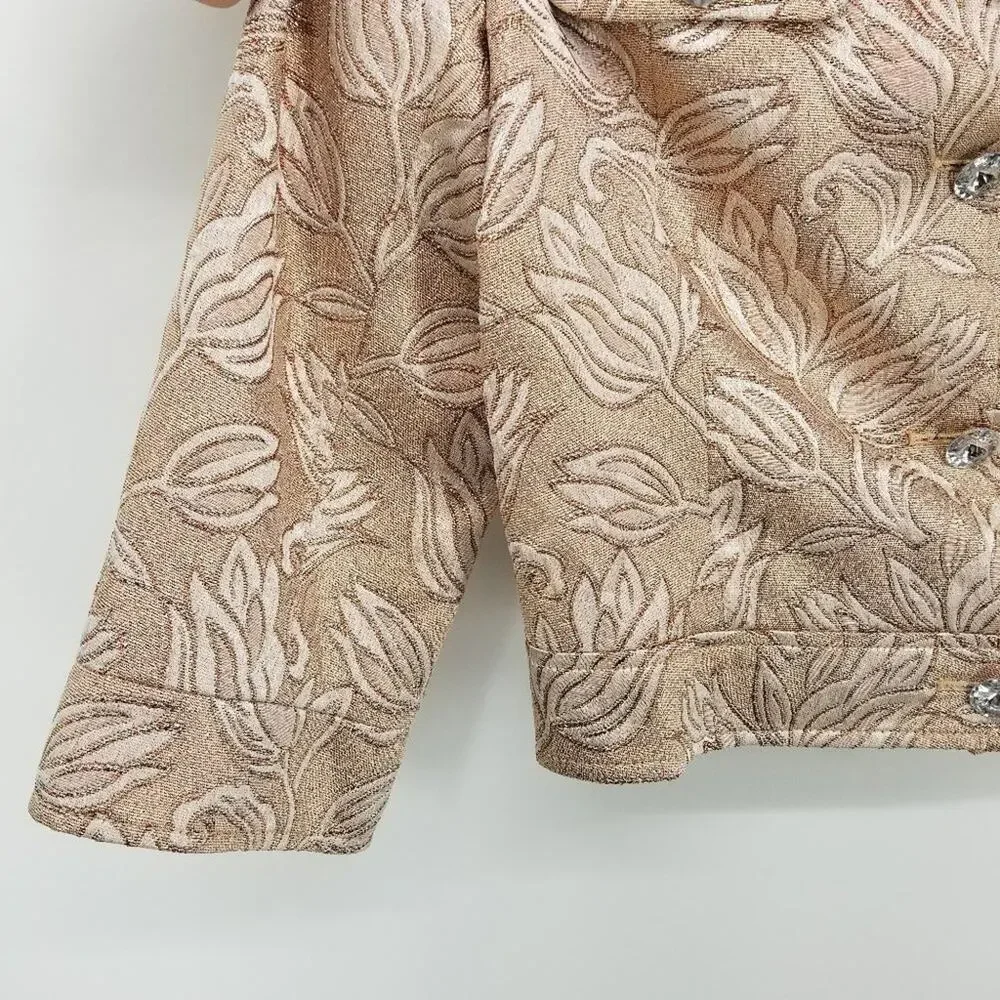 Marciano Y2K Metallic Floral Jacquard Cropped Jacket M Guess 3/4‎ Sleeves